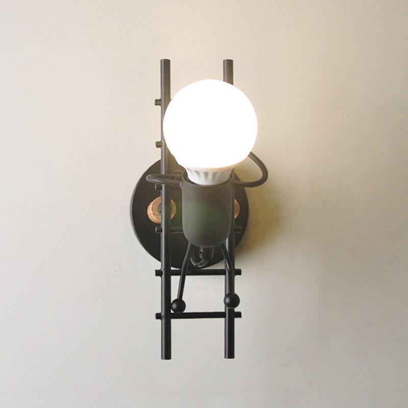 Stevvex wall sconce lamp with round white globe and black ladder frame for kids room on Tampa Home & Garden Store
