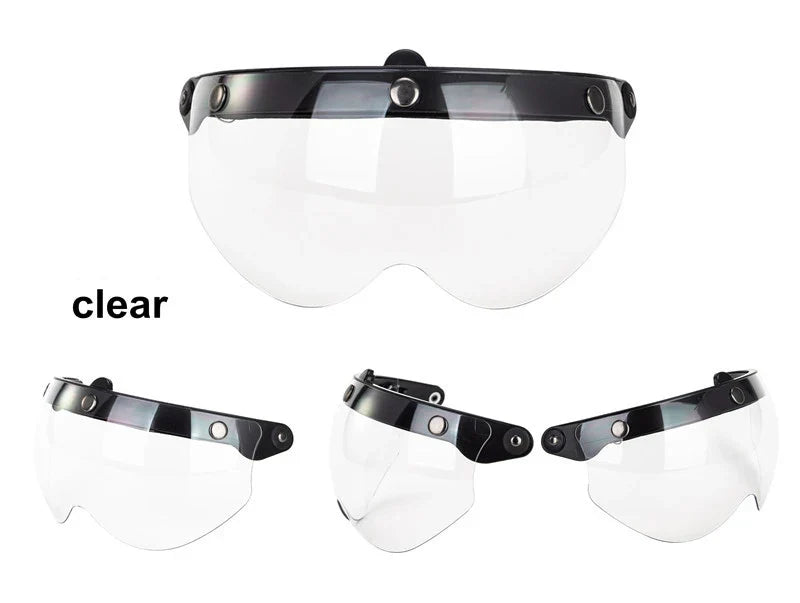 Universal 3-Snap Open-Face Helmet Visor clear by BikerZoneZ set of four visors on Tampa Home & Garden Store