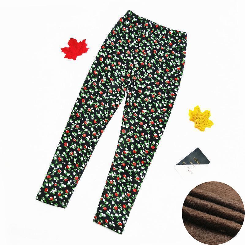 Baby girls leggings Stevvex black floral print thick knit pants on Tampa Home & Garden Store