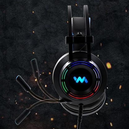 Stevvex ST10S4227HJG gaming headset with mic, black color and RGB LED ring lighting on Tampa Home & Garden Store