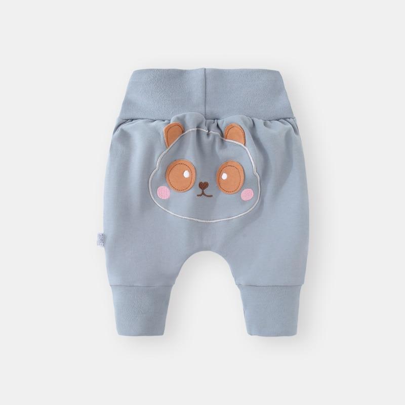 3-24M baby thick cotton pants by Stevvex, light blue with panda face, high elastic waist on Tampa Home & Garden Store