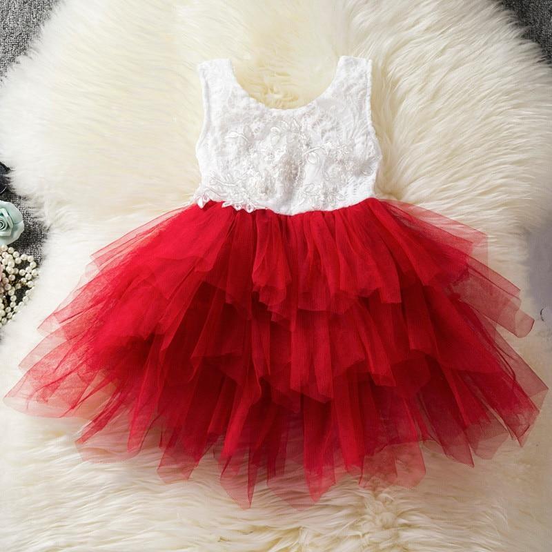 Baby dress white lace bodice with red layered tulle skirt for girls on Tampa Home & Garden Store