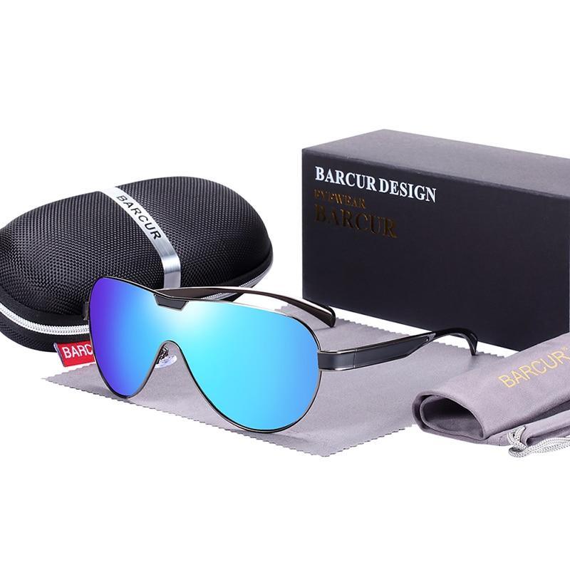 Barcur polarized driving sunglasses with mirrored blue lenses and black frame includes case on Tampa Home & Garden Store