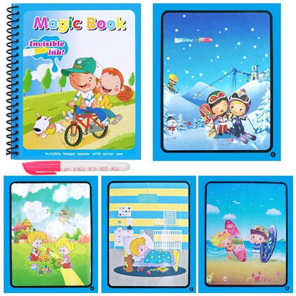 Magic Book coloring set for kids by Stevvex blue cover coloring book with water-drawing pen pink on Tampa Home & Garden Store