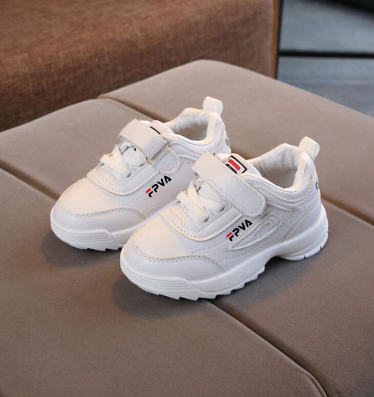 Stevvex white leather baby/toddler sneakers with Velcro strap, cushioned sole on Tampa Home & Garden Store