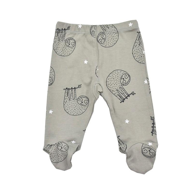 Baby trousers footed cotton grey with sloth print and white stars, Stevvex 0-18m unisex on Tampa Home & Garden Store