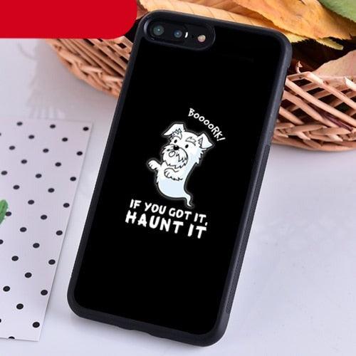 Dog phone case black silicone anti-scratch with cartoon white dog graphic for iPhone on Tampa Home & Garden Store