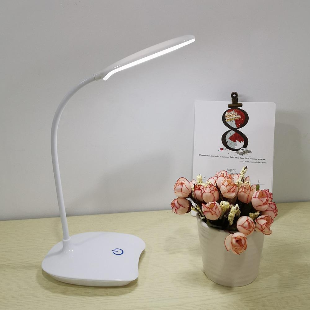 Stevvex white LED reading table lamp with curved neck and base power button on Tampa Home & Garden Store