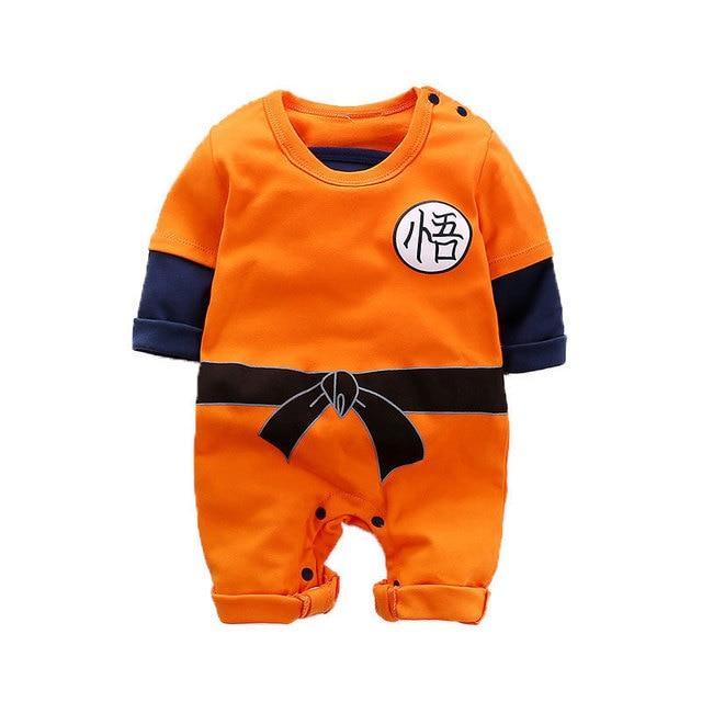 Baby romper jumpsuit orange with navy sleeves and black belt Dragon logo patch Stevvex on Tampa Home & Garden Store