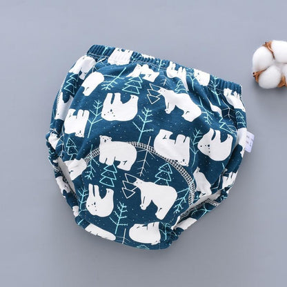 Baby training pants cloth diaper, 6-layer gauze cover, blue with white bears Stevvex on Tampa Home & Garden Store