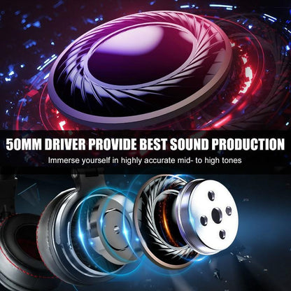 Stevvex wired over-ear headphones with 50mm driver components in exploded view on Tampa Home & Garden Store