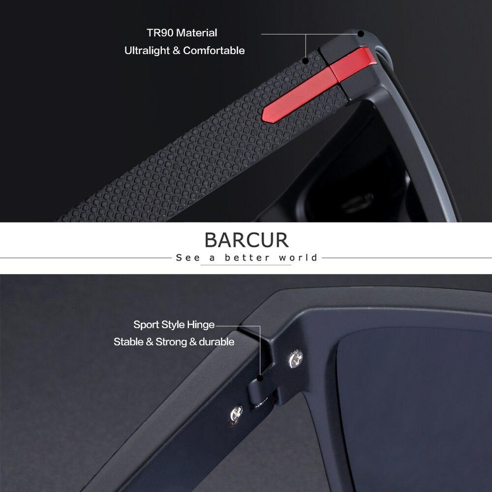BARCUR polarized square sunglasses TR90 frame and durable hinge on Tampa Home & Garden Store