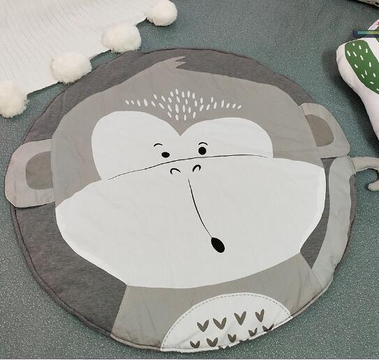 Stevvex round elephant design baby play mat in gray cotton, soft plush infant crawling rug on Tampa Home & Garden Store