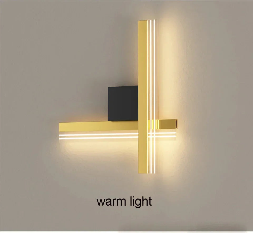 DecorBites LED aluminum wall light gold finish with vertical bar and warm glow on Tampa Home & Garden Store