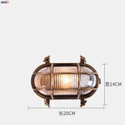 DecorBites industrial outdoor wall lamp copper bronze finish with metal cage, waterproof LED on Tampa Home & Garden Store