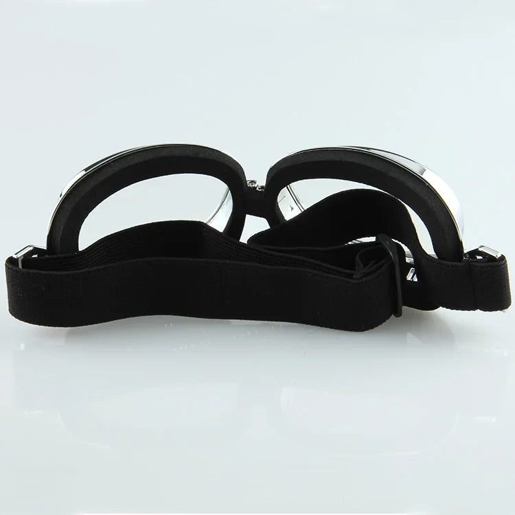 Motorcycle goggles vintage windproof UV protection, black frame with elastic strap, 1 pair on Tampa Home & Garden Store