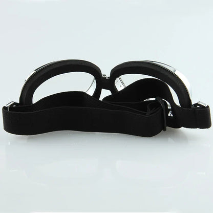 Motorcycle goggles vintage windproof UV protection, black frame with elastic strap, 1 pair on Tampa Home & Garden Store