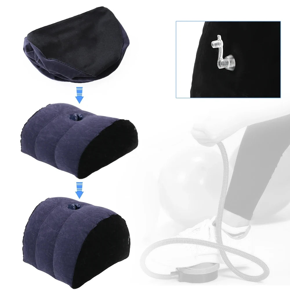 Inflatable Wedge Pillow Adjustable Support Cushion navy blue fabric multi-stage inflation on Tampa Home & Garden Store
