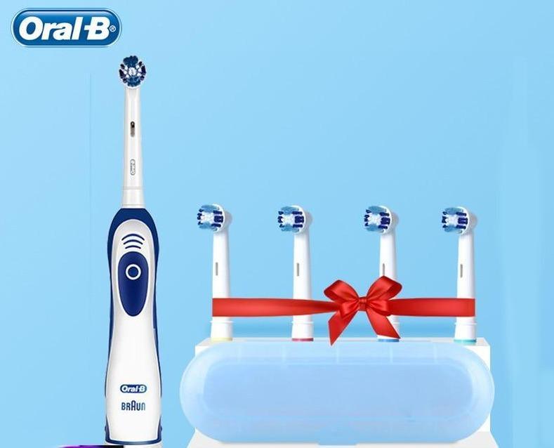 Sonic Vibration Electric Toothbrush by Oral-B with five replaceable heads, white and blue on Tampa Home & Garden Store