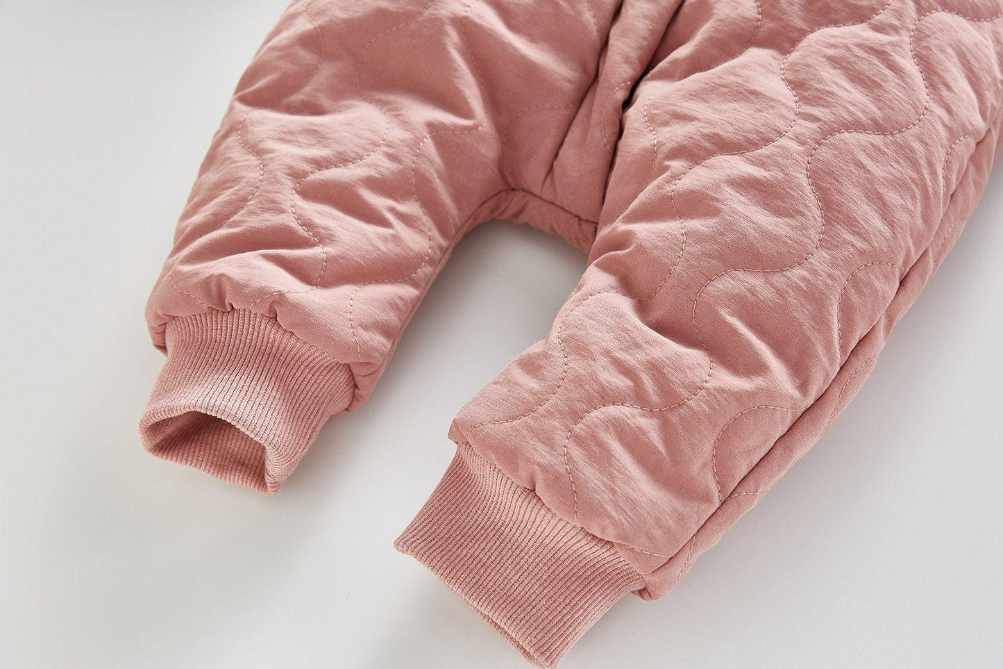 Stevvex pink quilted baby jumpsuit jacket with plush thickened cotton and ribbed cuffs on Tampa Home & Garden Store