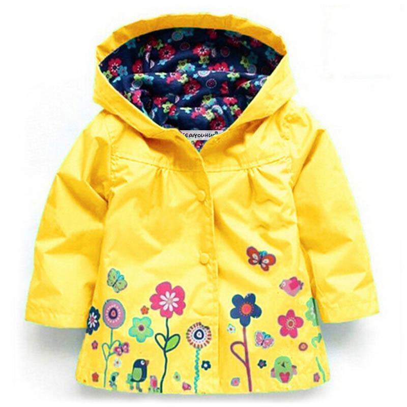 Winter Baby Warm Cotton Coat for Children yellow hooded jacket with bear floral print Stevvex on Tampa Home & Garden Store