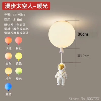 DecorBites Kids Space Balloon LED Ceiling Lamp globe with astronaut pendant, 30cm on Tampa Home & Garden Store