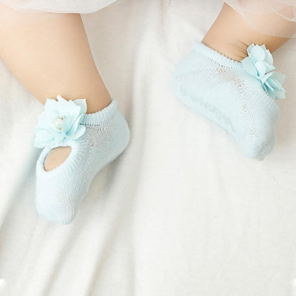 Baby girl anti-slip cotton socks, light blue with lace bow, Stevvex ST15BY98776NMJHU pair on Tampa Home & Garden Store