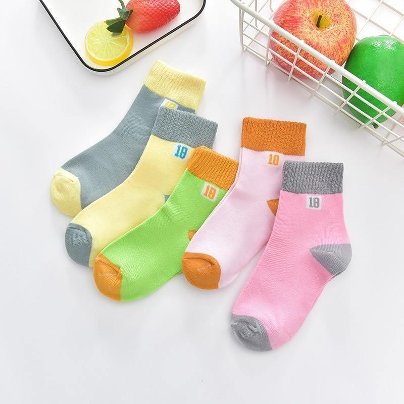5 Pairs Baby Boys Winter Socks cotton breathable with cartoon bear designs in pastel colors on Tampa Home & Garden Store