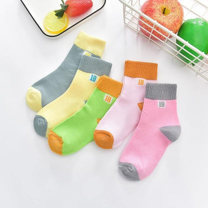 5 Pairs Baby Boys Winter Socks cotton breathable with cartoon bear designs in pastel colors on Tampa Home & Garden Store