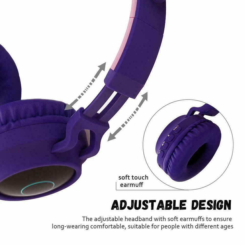 Stevvex kids on-ear headset purple foldable adjustable headband with mic on Tampa Home & Garden Store