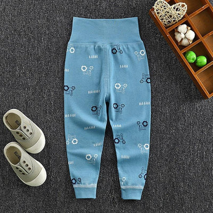 Stevvex blue baby pants leggings with gear print unisex newborn cotton clothing 2 beige shoes on Tampa Home & Garden Store