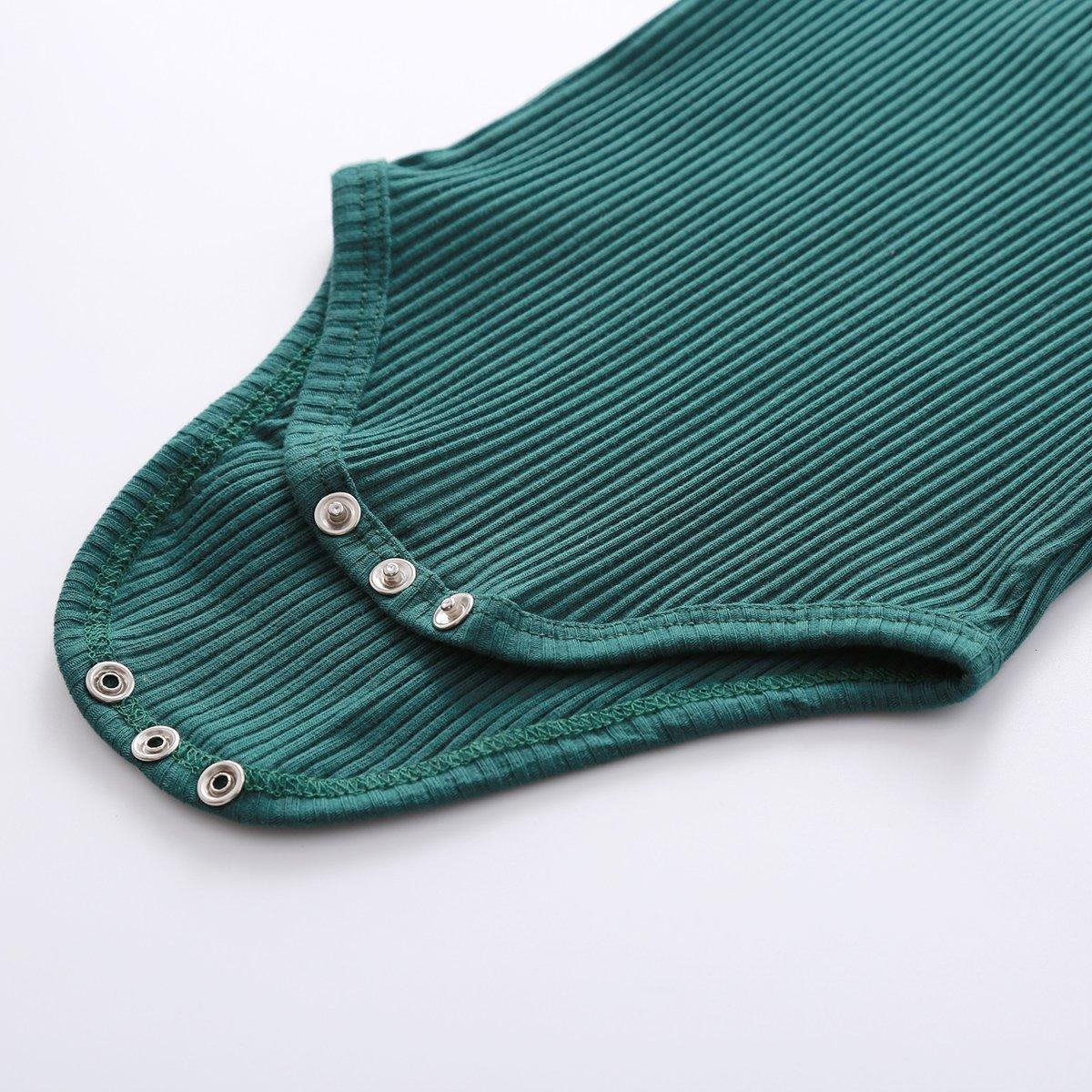 Infant two-piece ribbed teal bodysuit and elastic pants set with metal snap closures on Tampa Home & Garden Store