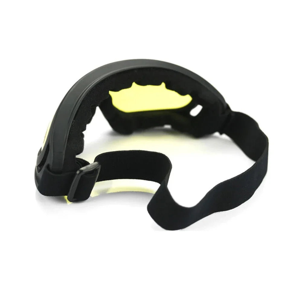 Motorcycle goggles BikerZoneZ with black frame and yellow inner foam windproof dustproof on Tampa Home & Garden Store