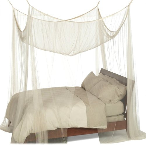 Dosel para cama de 4 postes de tela de malla color crudo - Sirve para camas de todos los tamaños