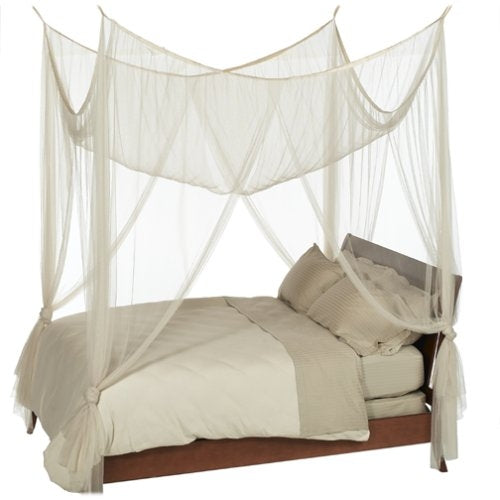Dosel para cama de 4 postes de tela de malla color crudo - Sirve para camas de todos los tamaños