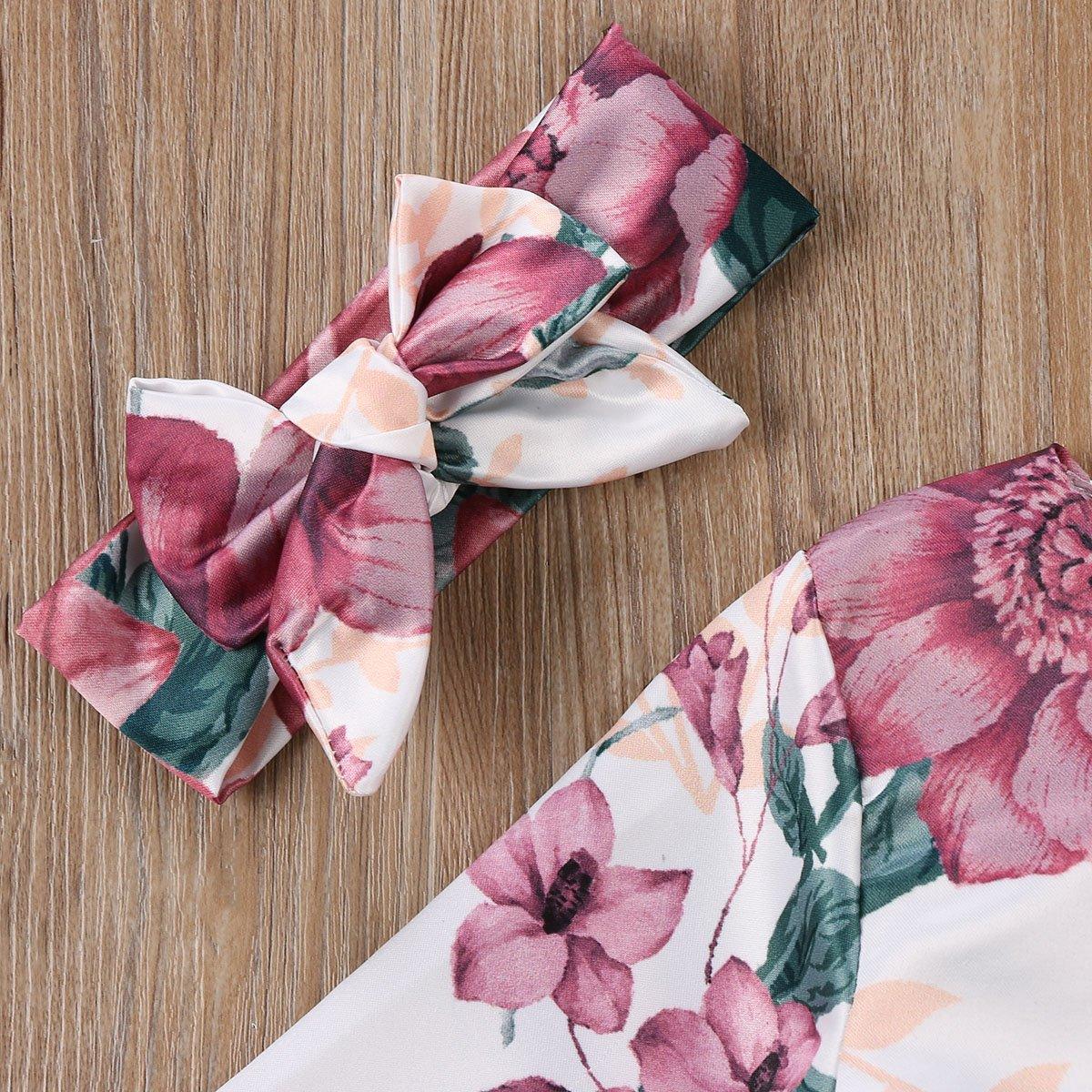 Newborn baby girls dress and matching headband set in pink floral print, long sleeves, Stevvex on Tampa Home & Garden Store