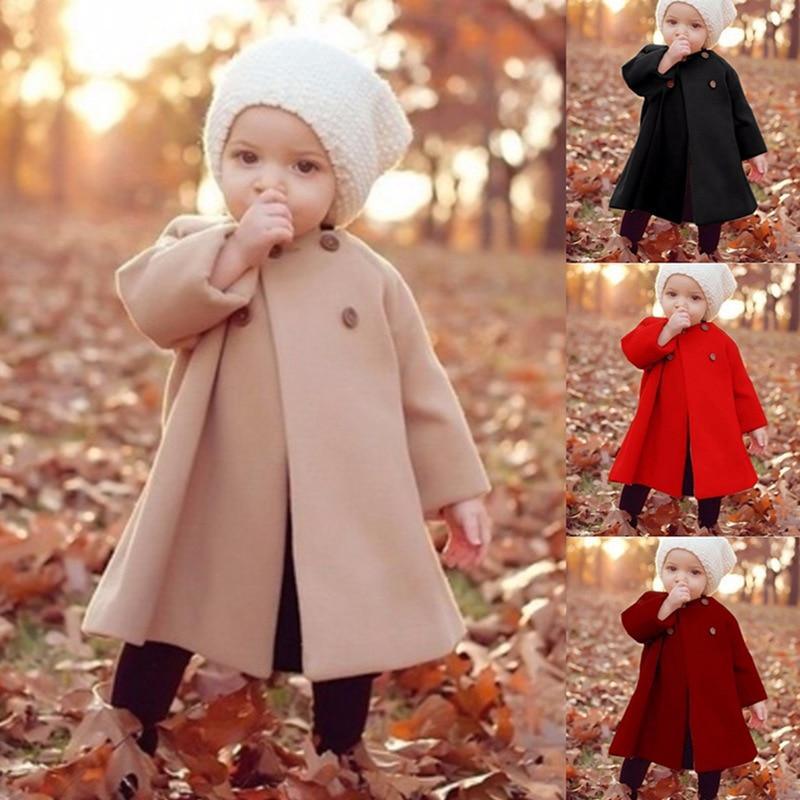 Stevvex baby woolen long coat for girls beige, black, red, maroon windproof autumn winter on Tampa Home & Garden Store