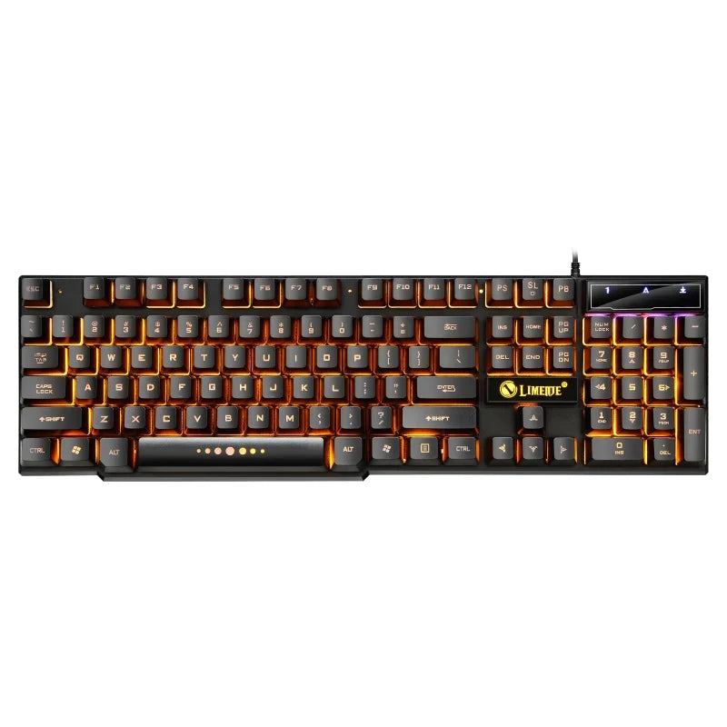 USB wired gaming keyboard and mouse set with rainbow LED backlit keys in black on Tampa Home & Garden Store