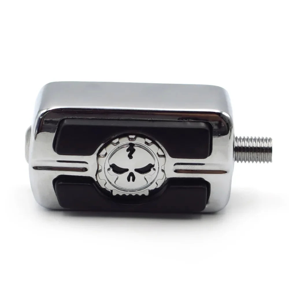 Chrome skull shifter foot peg for Harley by BikerZoneZ, metal with black inset accents on Tampa Home & Garden Store