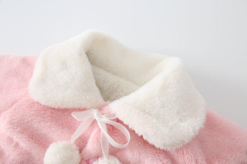 Stevvex princess baby pink faux fur cloak coat with white plush collar and ribbon bow on Tampa Home & Garden Store