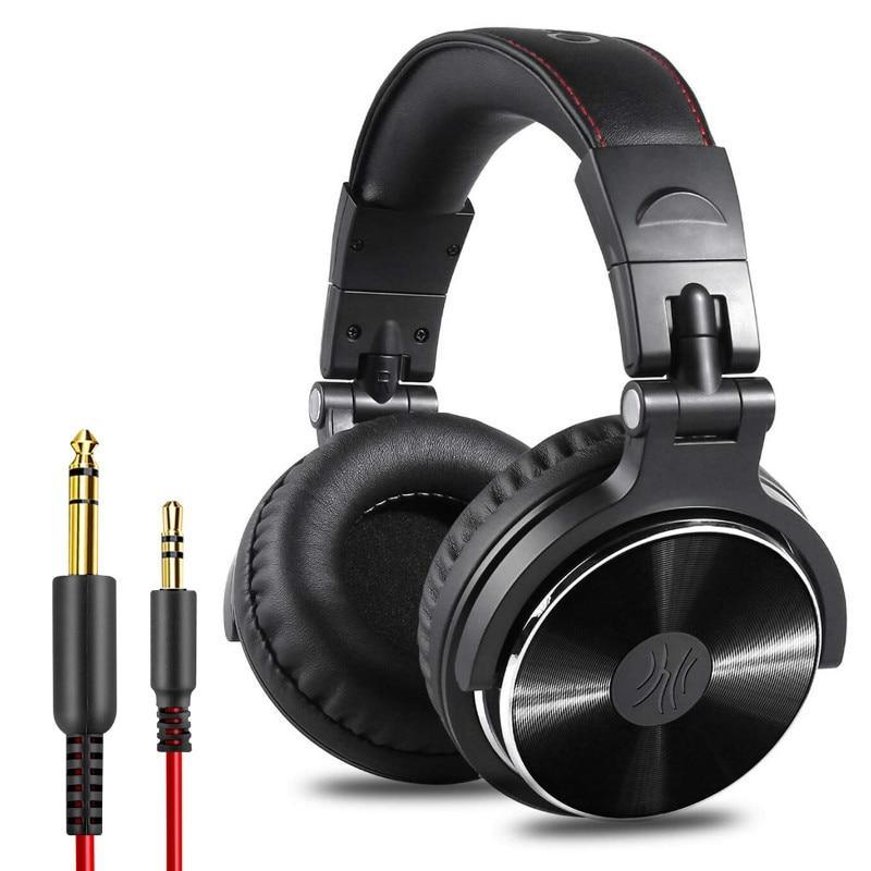 Stevvex DJ headphones black over-ear wired headset with 3.5/6.35mm adapters on Tampa Home & Garden Store