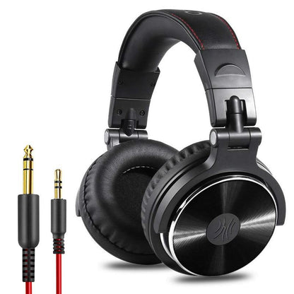 Stevvex DJ headphones black over-ear wired headset with 3.5/6.35mm adapters on Tampa Home & Garden Store