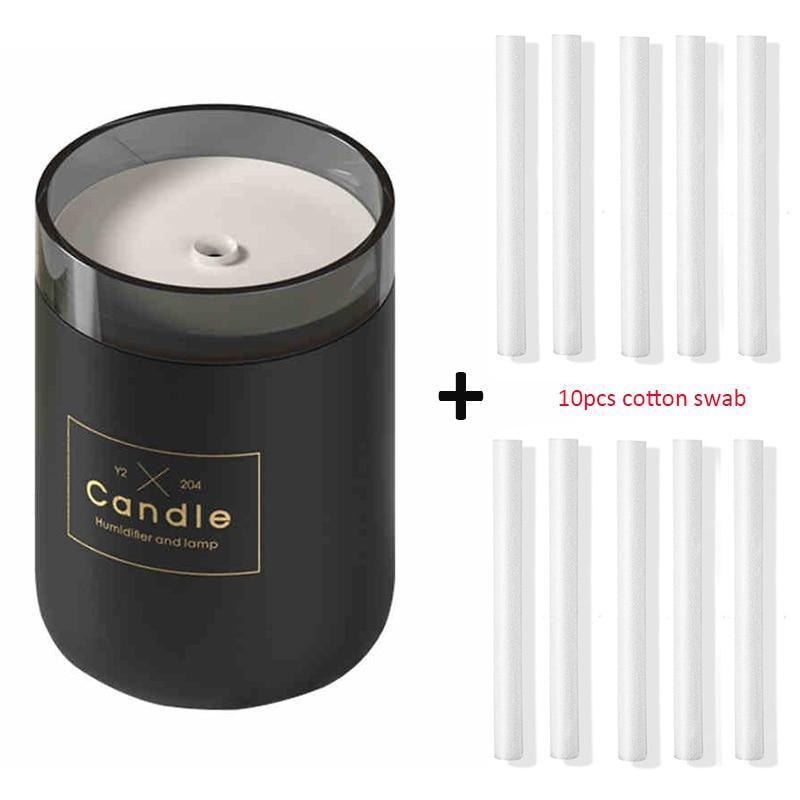 Stevvex candle humidifier 280ml ultrasonic aroma diffuser black cylindrical with soft light on Tampa Home & Garden Store