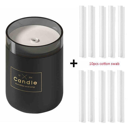 Stevvex candle humidifier 280ml ultrasonic aroma diffuser black cylindrical with soft light on Tampa Home & Garden Store