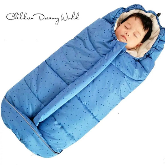 Newborn winter sleeping bag sleep sack in blue dotted fabric with hood by Stevvex on Tampa Home & Garden Store