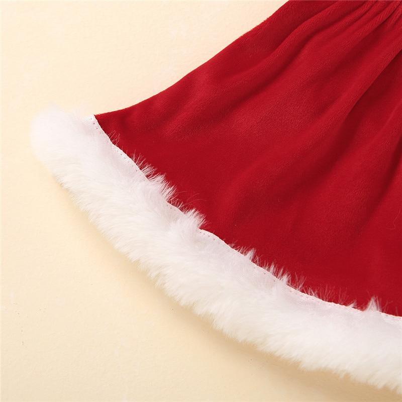 Baby girls Christmas romper dress in red with white faux fur trim hem on Tampa Home & Garden Store