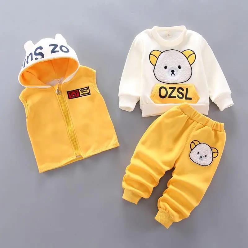 Bear Ear Hooded Baby Sweater Set for Autumn Wear