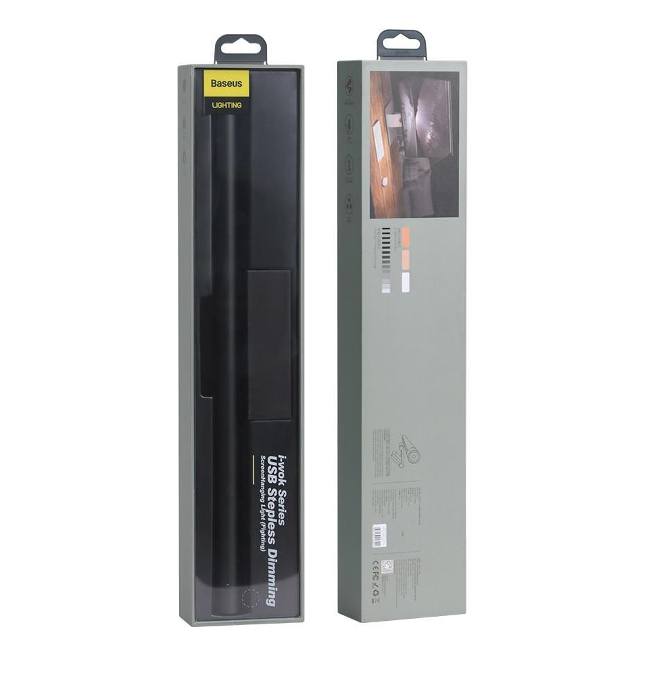 STEVVEX Screenbar LED Desk Lamp in black, packaged in tall boxes with Baseus Lighting label on Tampa Home & Garden Store
