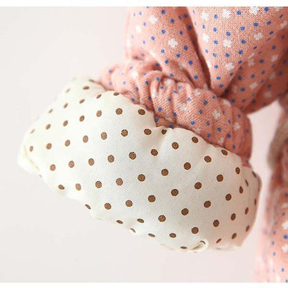 Newborn girls' floral hooded cotton-padded jacket white sleeve brown polka-dots dotted outer on Tampa Home & Garden Store
