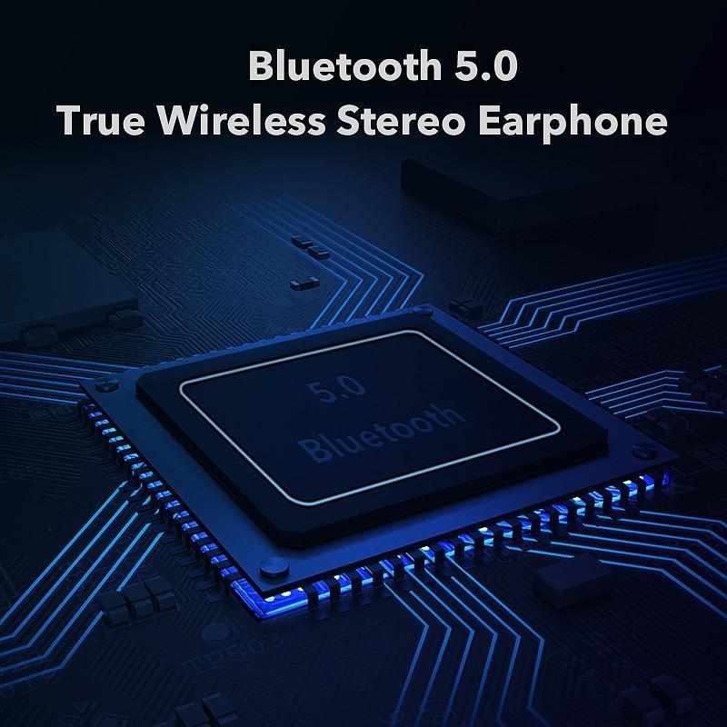 Stevvex In-Ear Headphones Bluetooth 5.0 chipset on blue circuit board close-up on Tampa Home & Garden Store